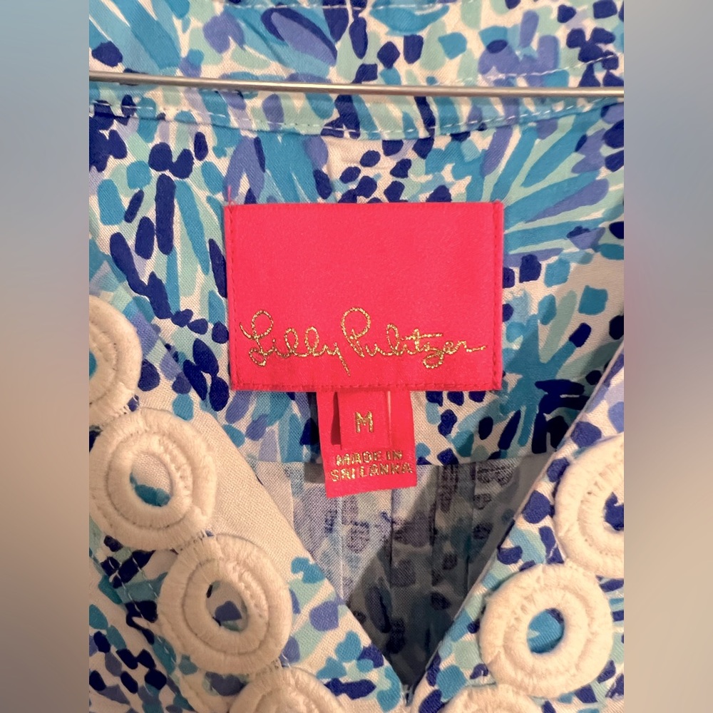 LILLY PULITZER SIZE M JOAN TUNIC TURQUOISE OASIS PRINT - Picture 3 of 6